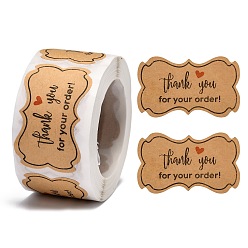 Purple Thank You Stickers, Self-Adhesive Kraft Paper Gift Tag Stickers, Adhesive Labels, for Presents, Packaging Bags, with Word Thank You for your order, Purple, Sticker: 30x49mm, 250pcs/roll.