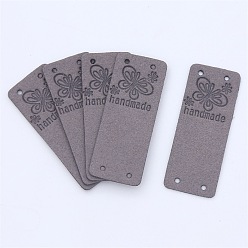 Gray Microfiber Label Tags, with Holes & Word handmade, for DIY Jeans, Bags, Shoes, Hat Accessories, Rectangle, Gray, 50x20mm