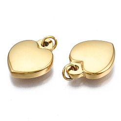 Real 14K Gold Plated 316 Surgical Stainless Steel Pendants, with Jump Rings, Heart, Real 14K Gold Plated, 17x14x4mm, Hole: 3mm, Jump Ring: 5x1mm, 3mm inner diameter