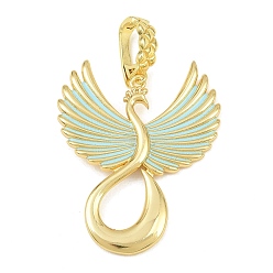 Azul Cielo Colgantes de latón esmaltado, encantos de pavo real, sin plomo y cadmio, chapado en rack, larga duración plateado, real 18 k chapado en oro, luz azul cielo, 50 mm