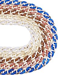 Mixed Color Gorgecraft Handmade CCB Plastic Curb Chain, with Acrylic Linking Rings, Imitation Gemstone, for Handbag Chain Making, Golden, Mixed Color, Link: 22~23x16~17x5mm, 39.37 inch(1m)/strand, 5strands/set