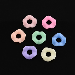 Mixed Color Mixed Solid Color Opaque Acrylic Beads, Twist Donut, Mixed Color, 12.5x3mm, Hole: 4.5mm, about 1850pcs/500g