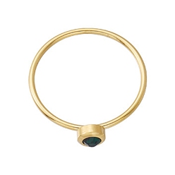 Teal Glass Flat Round Finger Ring, Golden Stainless Steel Ring, Teal, Inner Diameter: 18.2mm