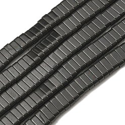 Black Electroplated Non-magnetic Synthetic Hematite Beads Strands, Rectangle, 2-Hole, Black, 6x2x3mm, Hole: 1.2mm, about 198pcs/strand, 16.02 inch(40.7cm)