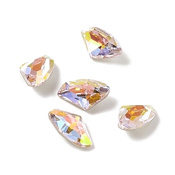 Light Rosaline AB K9 Glass Rhinestone Cabochons, Pointed Back & Back Plated, Triangle, Light Rosaline AB, 6.4x10x3.5mm