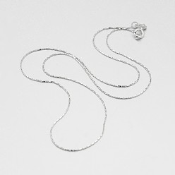 Platinum Rhodium Plated 925 Sterling Silver Coreana Chain Necklaces, with Spring Ring Clasps, Thin Chain, Platinum, 18 inch, 0.5mm