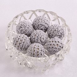 Light Grey Handmade Woolen Macrame Wooden Pom Pom Ball Beads, for Baby Teether Jewelry Beads DIY Necklace Bracelet, Light Grey, 16mm