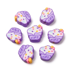 Lila Manuell Polymer Ton Perlen, Kuchen, lila, 9~9.5x9~9.5x4 mm, Bohrung: 2 mm