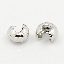 Platinum Brass Crimp Beads Covers, Ringent Round, Platinum, About 4mm In Diameter, 3mm Thick, Hole: 1.5mm