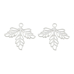 Посеребрённый Латунные подвески, без кадмия и без свинца, лист, 925 серебро покрытием, 22.5x25.5x1 мм, отверстие : 2.2 мм