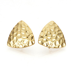 Real 18K Gold Plated Brass Ear Stud Findings, with Loop, Triangle, Nickel Free, Real 18K Gold Plated, 16.5x17mm, Hole: 2mm, pin: 0.5mm