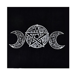 Moon Velvet Tarot Tablecloth for Divination, Tarot Card Pad, Pendulum Tablecloth, Square, Black, Moon Pattern, 490x490mm