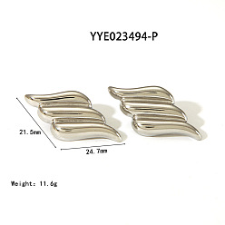 Платина 304 серьги-гвоздики из нержавеющей стали в полоску, платина, 21.5x24.7 мм