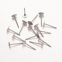 Stainless Steel Color 316 Surgical Stainless Steel Stud Earring Findings, Stainless Steel Color, 12.5x5mm, Pin: 0.7mm