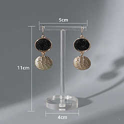 Clear T Shaped Acrylic Earring Display Stand, Jewelry Displays Rack, Jewelry Tree Stand, with Holes and Flat Round Pedestal, Clear, 4x5x11cm
