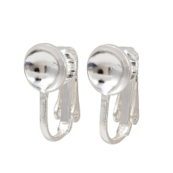 Посеребрённый Латунные серьги с клипсами, без кадмия и без свинца, 925 серебро покрытием, лоток : 7.5 мм, 16x8x10 мм