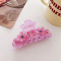 Violet Flower Rhinestones Claw Hair Clips, Cellulose Acetate(Resin) Hair Clips for Women Girls, Violet, 92x46.5x49mm