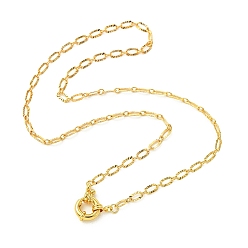 Golden 3.5MM Brass Textured Oval Link Chain Necklaces with Spring Ring Clasps, Golden, 17.13 inch(43.5cm)