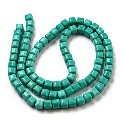 Темно-бирюзовый Природный агат бисер нитей, окрашенные, кубические, темные бирюзовый, 4.5x4.5x4.5 мм, отверстие : 1.2 мм, около 88 шт / нитка, 15.04'' (38.2 см)