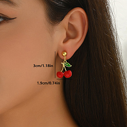 Вишня Латунные качают серьги, золотые, вишня, 30x19 мм