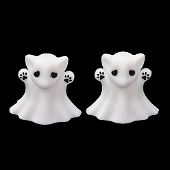 Ghost Halloween-Silikon-Fokalperlen, Katzengeist, 28x31.5x16 mm, Bohrung: 3 mm