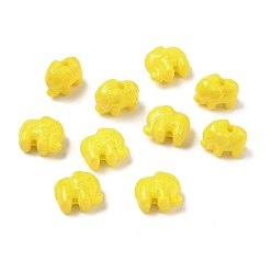 Yellow Vintage Handmade Porcelain Beads, Fancy Antique Glazed Porcelain, Elephant, Yellow, 10x12.5x7mm, Hole: 1.8mm