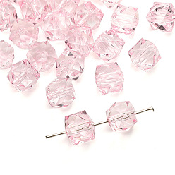 Pink Прозрачные акриловые бусины, кубические, граненые, розовые, 10 мм, отверстие : 2 мм, о 39 шт / комплект