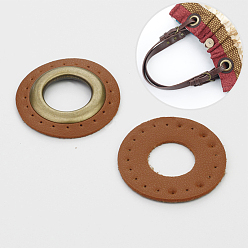 Antique Bronze Imitation PU Leather Eeyelet Patch, for Bag Accessories, Antique Bronze, 4.6cm, Hole: 20mm, 2pcs/set