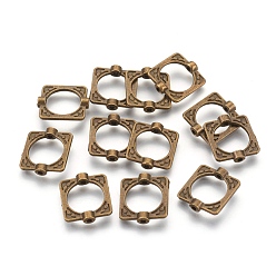 Antique Bronze Tibetan Style Alloy Bead Frames, Lead Free & Cadmium Free, Rectangle, Antique Bronze, 16x14x3mm, 10.5mm Inner Diameter