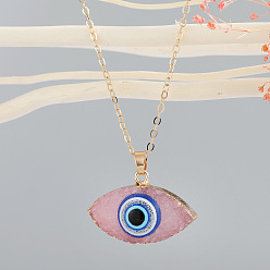 Pink Colorful Evil Eye Necklace with Minimalist Resin Pendant