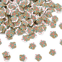 Kaki Foncé Cabochons de Noël en pâte polymère faits main, Tranches de pâte polymère pour créations en résine et projets de bricolage, maison, kaki foncé, 5.5~7x5.5~6.5x0.4~0.8mm