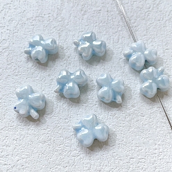 Aqua Porcelain Beads, Pearlized, Shamrock for Saint Patrick's Day, Aqua, 13x12mm