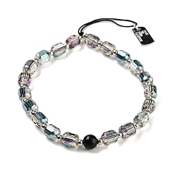 Темный Голубой Мобильные ремни из нержавеющей стали и стеклянных бусин, темные голубые, 12~12.5 см