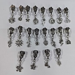 Платина 20 ползунки на молнии из легкого сплава, цветок, Сплав с подвесками, платина, 40~48 мм