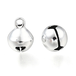 Silver Brass Bell Charms, For Christmas, Round, Silver, 10x8x8mm, Hole: 2mm