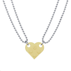 5317506 Detachable Heart-Shaped Building Block Couple Necklace Hip-Hop Resin Double-Layered Round Bead Chain Pendant Jewelry.