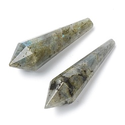 Labradorite Natural Labradorite Beads, Healing Stones, Reiki Energy Balancing Meditation Therapy Wand, No Hole/Undrilled, for Wire Wrapped Pendant Making, Bullet, 51.5~56x14.7~16.2mm