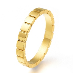 Golden 304 Stainless Steel Finger Rings, Square, Golden, US Size 6~9, Inner Diameter: 16~19mm