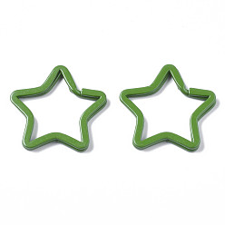 Зеленый Застежки-карабины для брелоков из окрашенного железа, звезда, зелёные, 33.5x35x3 мм, внутренний диаметр: 22.5x27 мм