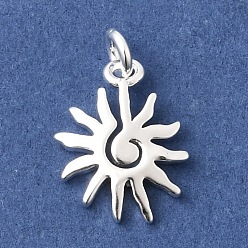 Серебро Латунные подвески, солнечные чары, без кадмия и без свинца, стойки покрытие, долговечный, серебряные, 13x10x2 мм, отверстие : 2.2 мм