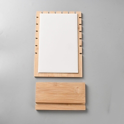 Белый Бамбуковые стенды-органайзеры для ожерелья с наклонной спинкой, с ковриком из искусственной кожи, прямоугольные, белые, 17x9.5x25 см