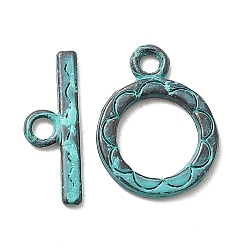 Античный Бронзовый Зеленый Застежка тоггл из сплава, без кадмия, без никеля и без свинца, кольцо, античная бронза и зеленая патина, 5.5x15.5x1.5 мм, отверстие : 2 мм