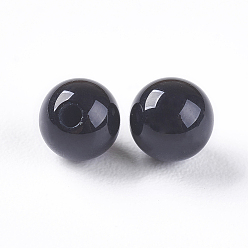 Black Onyx Natural Black Onyx Beads, Half Drilled, Dyed & Heated, Round, 4mm, Hole: 1mm