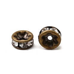 Кристалл Латунные бусины разделители для поставки стразов, класс AAA, прямой фланец, без никеля , античная бронза, рондель, кристалл, 8x3.8 мм, отверстие : 1.5 мм