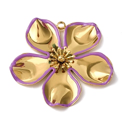Лиловый 304 нержавеющей стальной эмали подвески, , вакуумное покрытие pvd, реальный 18 k позолоченный, сирень, 54x55.5x5.5 мм, отверстие : 3.2 мм