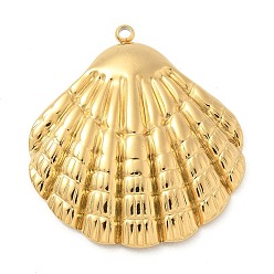 Shell Shape 304 Stainless Steel Pendants, Golden, Shell Shape, 35x31x5mm, Hole: 1.8mm