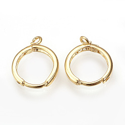 Real 18K Gold Plated Brass Huggie Hoop Earring Findings, with Horizontal Loop, Nickel Free, Real 18K Gold Plated, 17x13.5x2mm, Hole: 1.5mm, Pin: 1mm