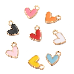 Mixed Color Alloy Enamel Charms, Heart Charms, Golden, Mixed Color, 10x9x1.2mm, Hole: 1.5mm