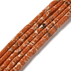 Шоколадный Синтетические имперские нитки из бисера яшмы, окрашенные, Плоский круглый / диск, цвет шоколада, 4.5x1.5~2.5 мм, отверстие : 0.8 мм, около 152~155 шт / нитка, 15.04~15.35 дюйм (38.2~39 см)