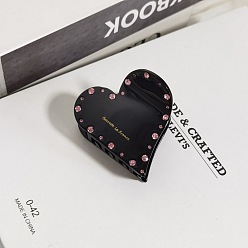 Черный Сверкающая черная заколка для волос в виде акулы со стразами в форме сердечек - роскошный аксессуар во французском стиле